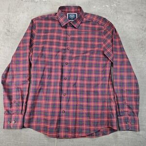 Charles Tyrwhitt Slim Fit Red Plaid Button Down Long Sleeve Shirt Mens M‎